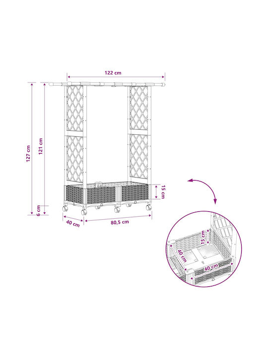 vidaXL Kunststoff Blumenkasten Braun 122,5x40x127cm