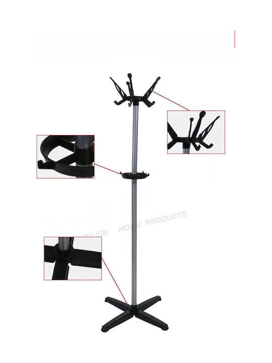 SteweHome Metallic Black Coat Rack 170cm