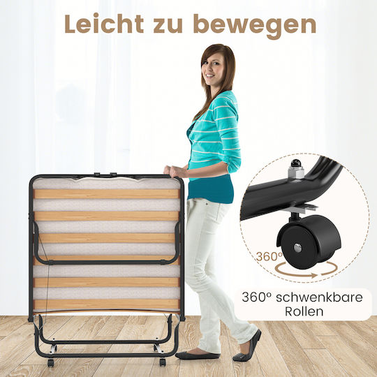 Klappbett mit Matratze 10,5cm Einzel Schwarz 200x90cm