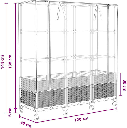 vidaXL 3423066 Gewächshausabdeckung 1,2x0,4x1,44m