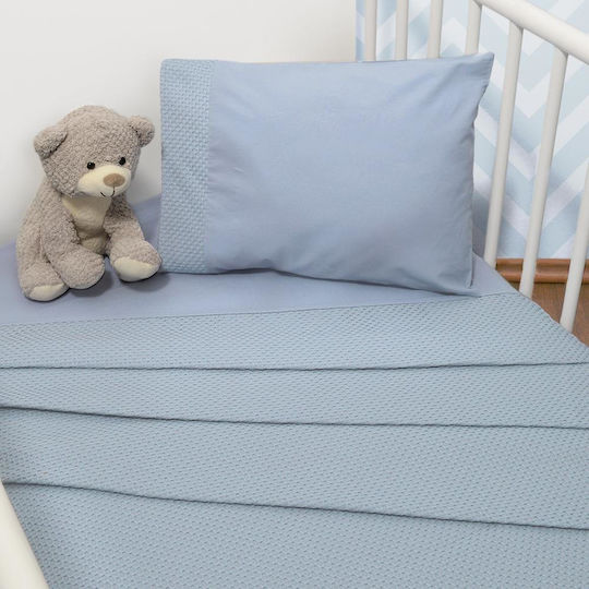 Baby Oliver Σετ Βρεφικά Σεντόνια Λίκνου Βαμβακερά Des. 451 Γαλάζια 75x110εκ.