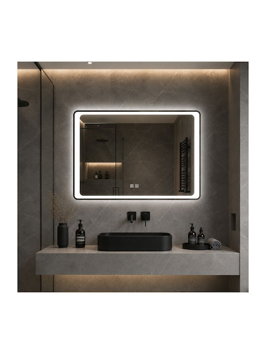 Futura Rectangular Bathroom Mirror Led Touch 100x70cm White