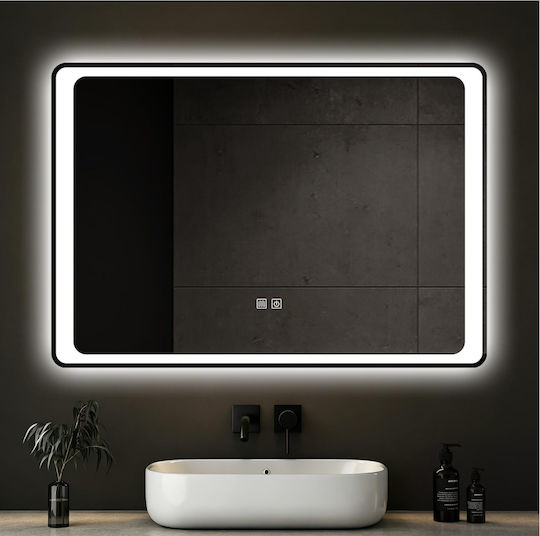 Futura Ορθογώνιος Καθρέπτης Μπάνιου Led Αφής 100x70cm Λευκός