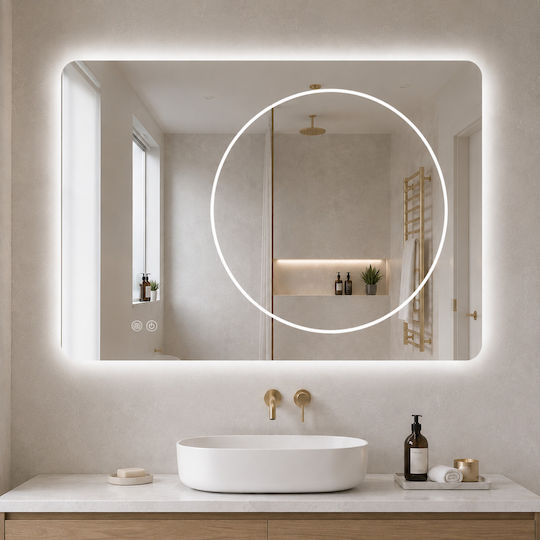 Futura F-4040 Ορθογώνιος Led Αφής 120x70cm Λευκός