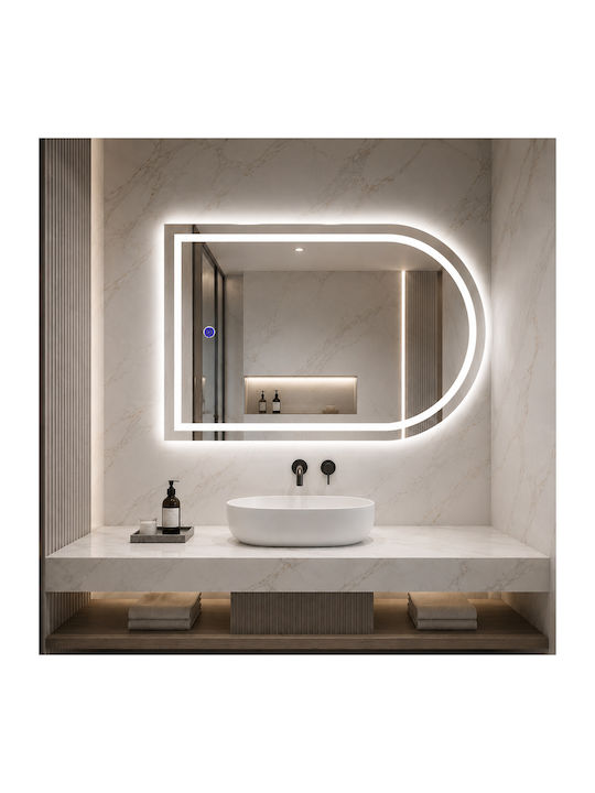 Futura Полукръгло Огледало За Баня LED Touch 60x90cm Бял
