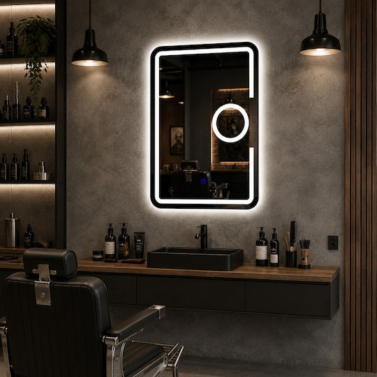 Futura Magnifying Rectangular Bathroom Mirror Led Touch 60x80cm White