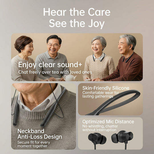 Neck Hearing Aid 64 Channels Sound Amplification 120db Rechargeable Hearing Aid