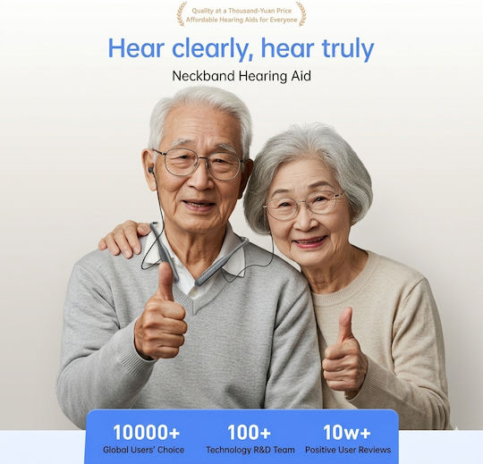Hearing Aid Neckband 64 Channels Sound Amplification 120db Rechargeable Battery
