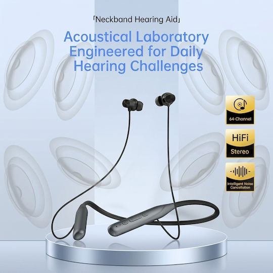 Hearing Aid Neckband 64 Channels Sound Amplification 120db Rechargeable Battery