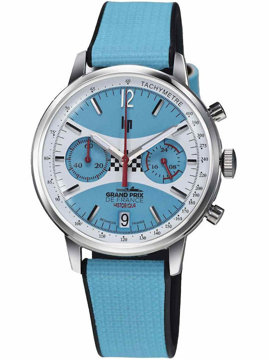 Lip Watches Rallye Meca Men's Watch Chronograph Battery with Black Leather Strap