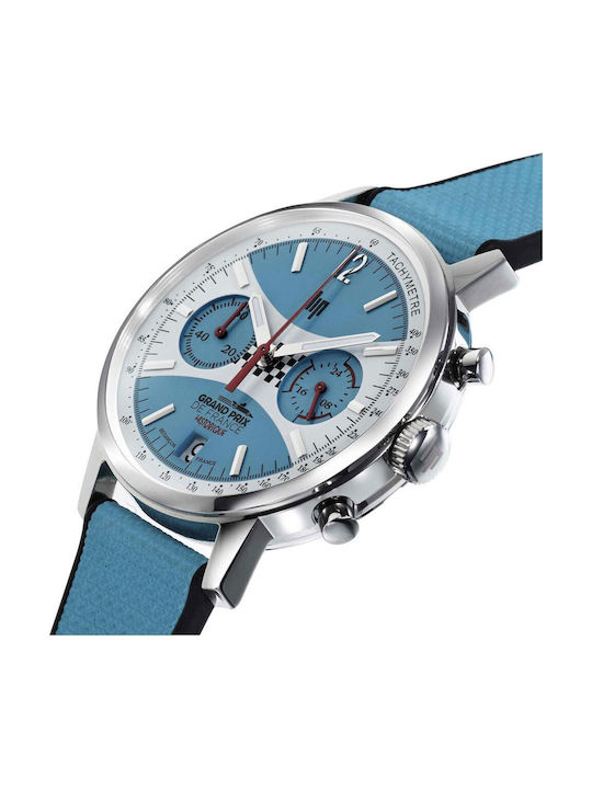 Lip Watches Rallye Meca Men's Watch Chronograph Battery with Black Leather Strap