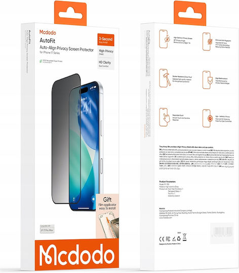 Mcdodo Datenschutz Gehärtetes Glas Auto-fit Displayschutzfolie Apple iPhone 17