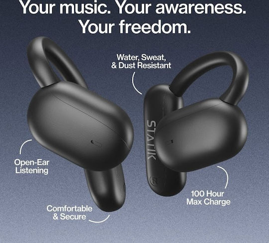 Statik Aktive Earbuds Bluetooth Handsfree Headphones with Sweat Resistance and Charging Case Black