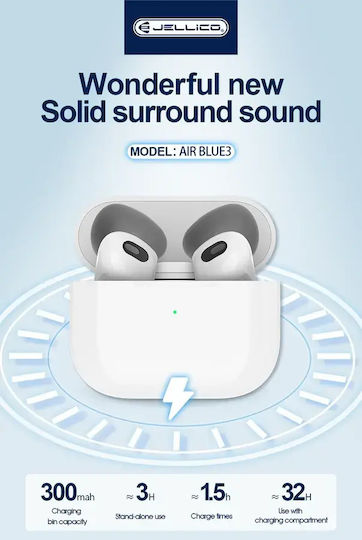 Jellico Airblue 3 In-ear Bluetooth Handsfree Căști Alb