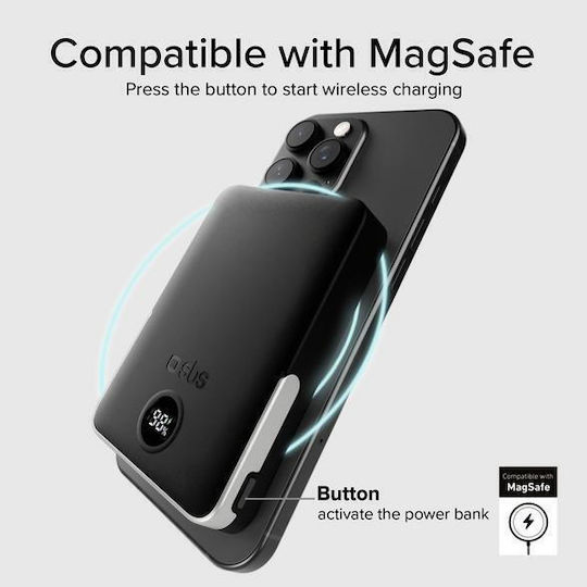 SBS MagSafe Външна Батерия 5000mAh 20W с USB-C Изходен Порт Черна