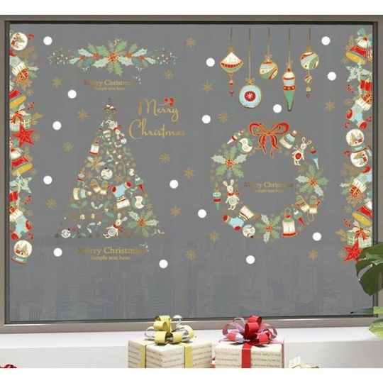 Ecarla Colorful Christmas Window Stickers 2 Sheets 90x30cm Nkd22