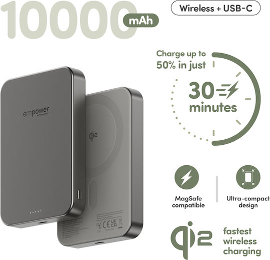 PanzerGlass empower MagSafe 10000mAh 20W με Θύρα USB-C Titanium