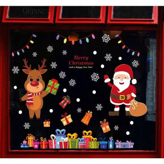 Ecarla Weihnachtsaufkleber Bunte Fensteraufkleber 4 Stücke 25x35cm Nkd15