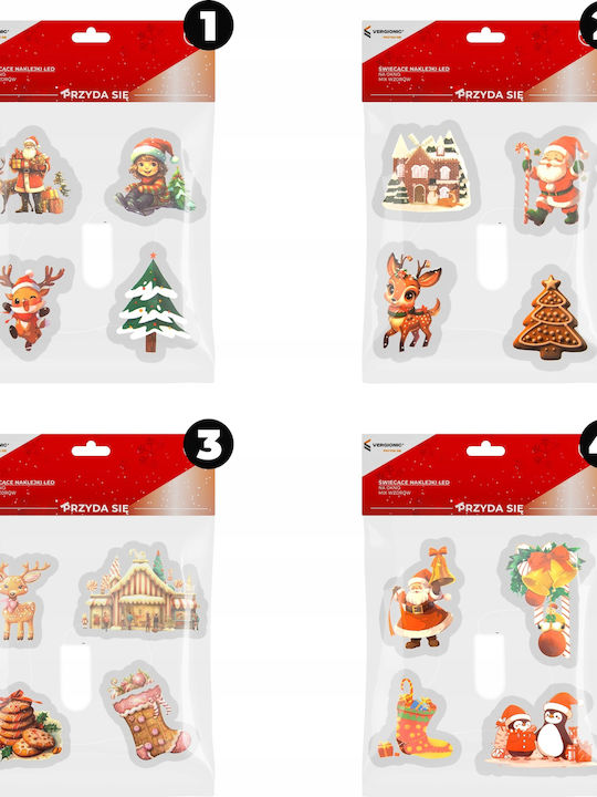 Vergionic Weihnachtsaufkleber für Fenster mit LED-Leuchten Mischpackung
