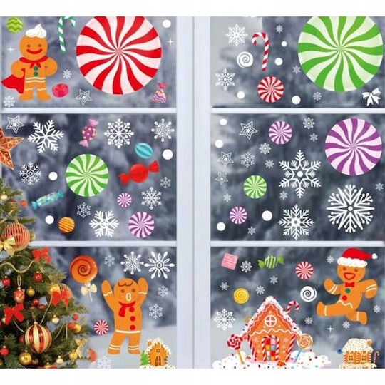 Ecarla Weihnachtsaufkleber Bunte Fensteraufkleber 6 Stücke 20x30cm Nkd14