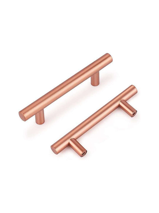 Furniture Handle from Metallic Rose Gold with Hole Centers 76mm 12 Pieces