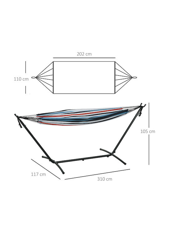 Outsunny Hängematte Stoff mit Gestell Weiße 310x117x105cm