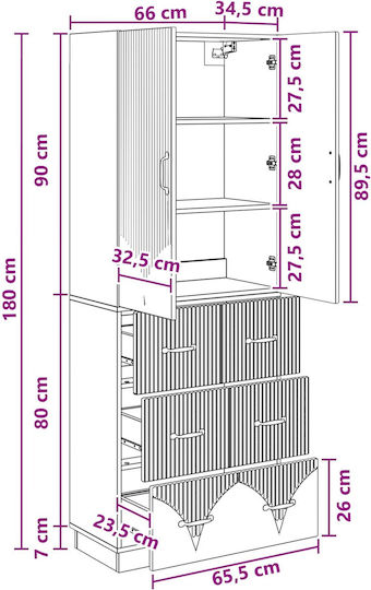 Grey Sonoma Bookcases (2 Pieces) 66x34.5x87 cm