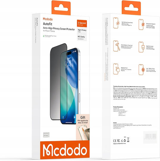 Mcdodo Datenschutz Gehärtetes Glas Autofit Displayschutzfolie Apple iPhone 17 Air