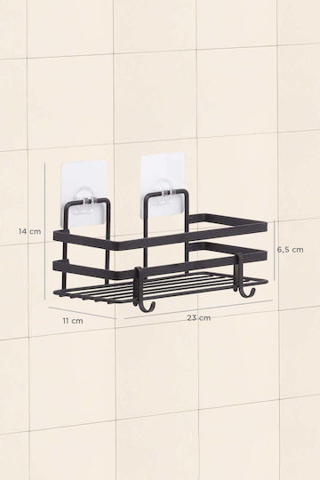 SteweHome SteweHome Wandmontiertes Badezimmerregal Metallisch 11x24x10.5cm Schwarze