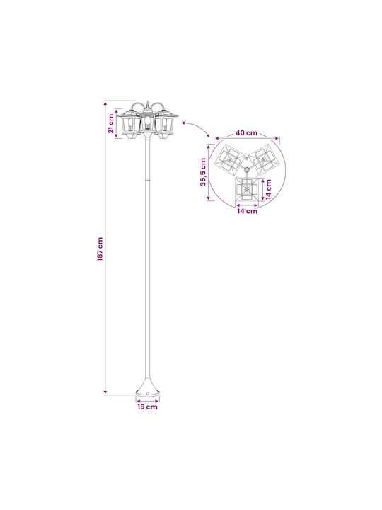 vidaXL Außenstehlampe Beitrag LED für Außenbereich mit Warmes Weiß Licht Schwarz