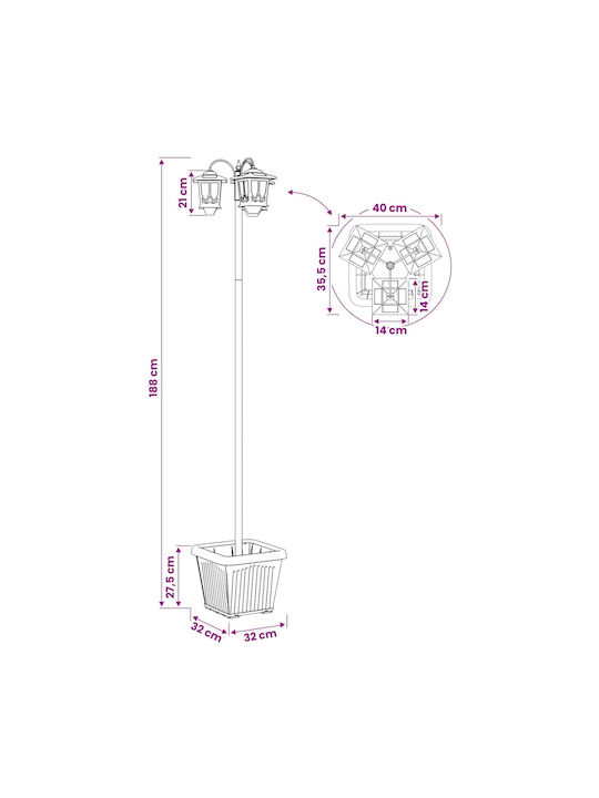 vidaXL LED Außenstehlampe für den Außenbereich mit Warmes Weiß Licht Schwarz