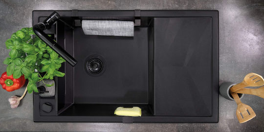 Deante Single Wall-Mounted Bathroom Rail with Screws Black