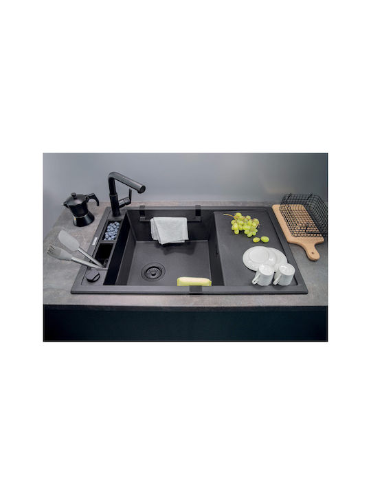 Deante Single Wall-Mounted Bathroom Rail with Screws Black