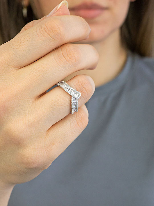 Kiriakos Gofas Women's Ring with Zircon from Silver