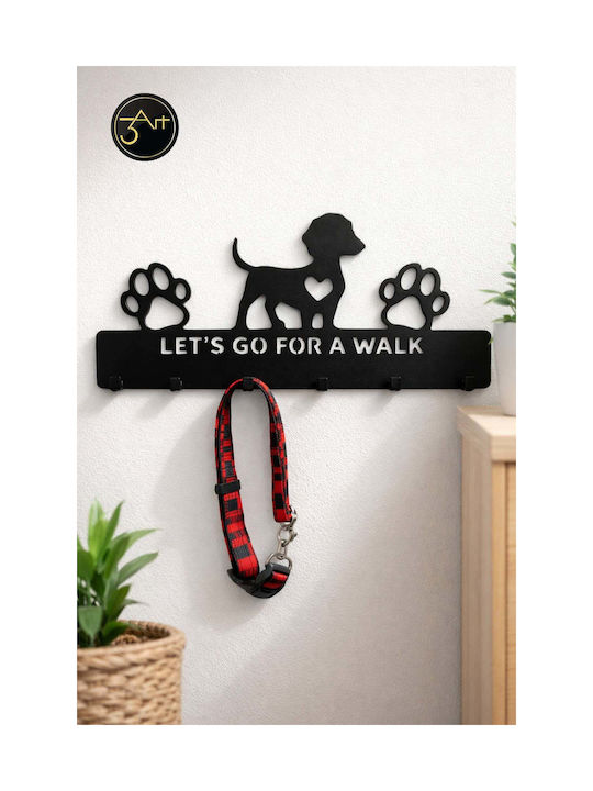 SteweHome Metal Wall Hanger 6 Hooks Black 25x10x10cm