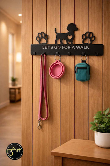 SteweHome Metal Wall Hanger 6 Hooks Black 25x10x10cm