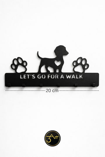 SteweHome Metal Wall Hanger 6 Hooks Black 25x10x10cm