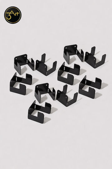 SteweHome Metal Wall Hanger 2 Hooks Black 6x6cm 3 Pieces