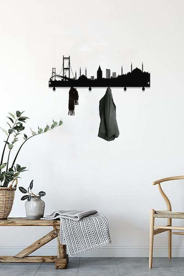 SteweHome Metal Wall Hanger 6 Hooks White 50x18x18cm
