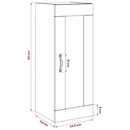 vidaXL Bathroom Cabinet 34.5x34x90cm Oak