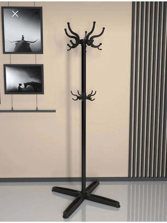 SteweHome Plastic Black Coat Rack 29x29x170cm