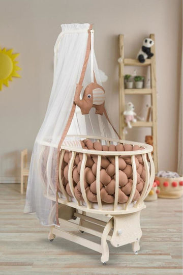 SteweHome Cradle with Mattress and Wheels Brown