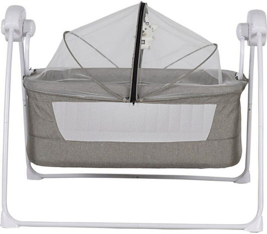 SteweHome Babywiege mit Matratze und Rädern Grau