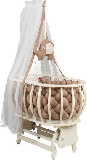 SteweHome Cradle with Mattress and Wheels Brown