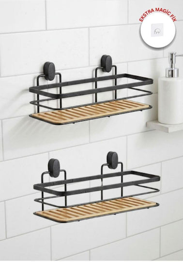 SteweHome Wall Mounted Bathroom Shelf Metallic Black