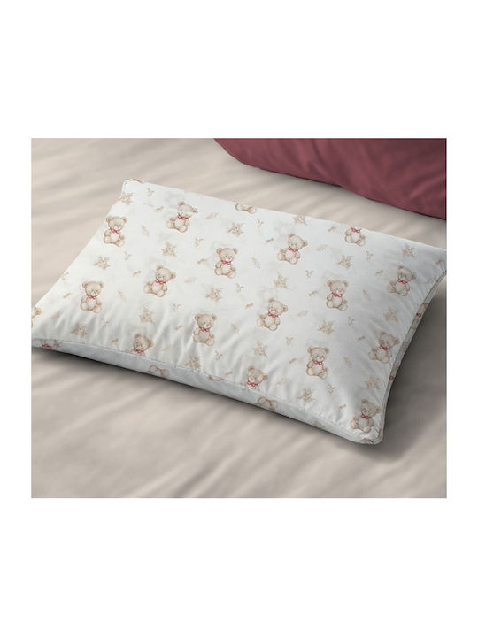 Dimcol Newborn Bear 716 Kids Pillowcase Made of 100% Cotton 50x70cm White-Beige
