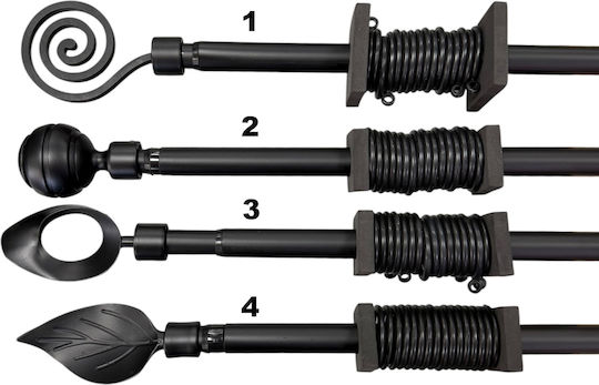 Extendable Metallic Curtain Pole Single 120-210cm Black 09-950-0586 Extendable Metallic Curtain Pole Single 120-210cm Black 09-950-0586