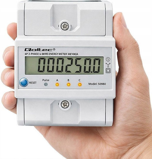 Qoltec Analizator de Energie pentru Panou Electric Digital pe Șină Trifazat UMQTCU000270