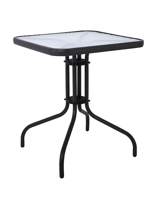 Bar Table for Small Outdoor Spaces Metal with Glass Surface Baleno Black 60x60cm E2404,5