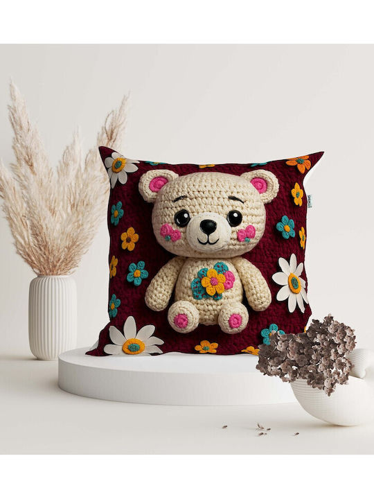SteweHome Kids Decorative Pillow Case Burgundy